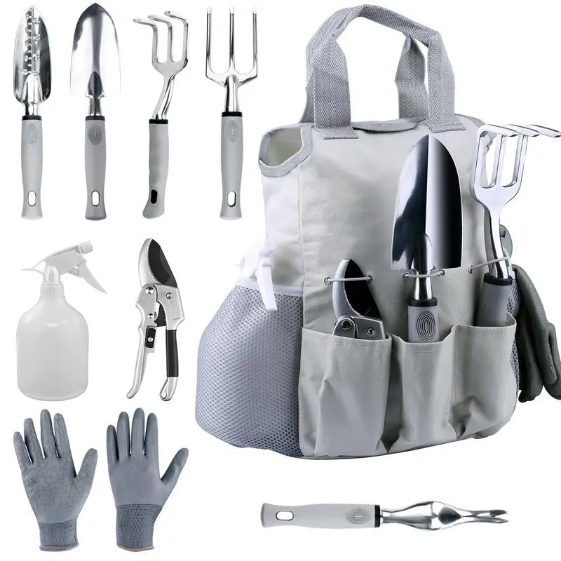 Garden Tool Set Gardening Kit With Ergonomic Handles For Digging And Planting Anti-rust Garden Tool Set With Storing Bag For