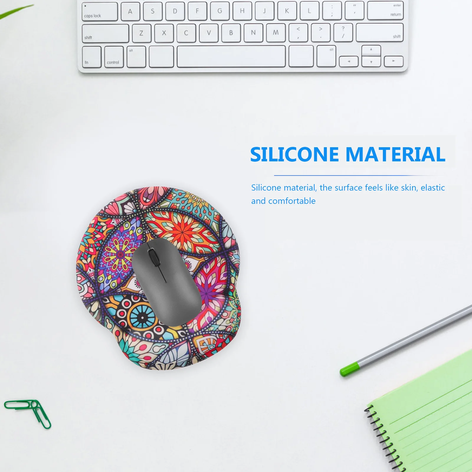 

2pcs Printing Compact Nonslip Computer Mousepad Wrist Support Mousepad Wrist Rest Mousepad Office Mousepad