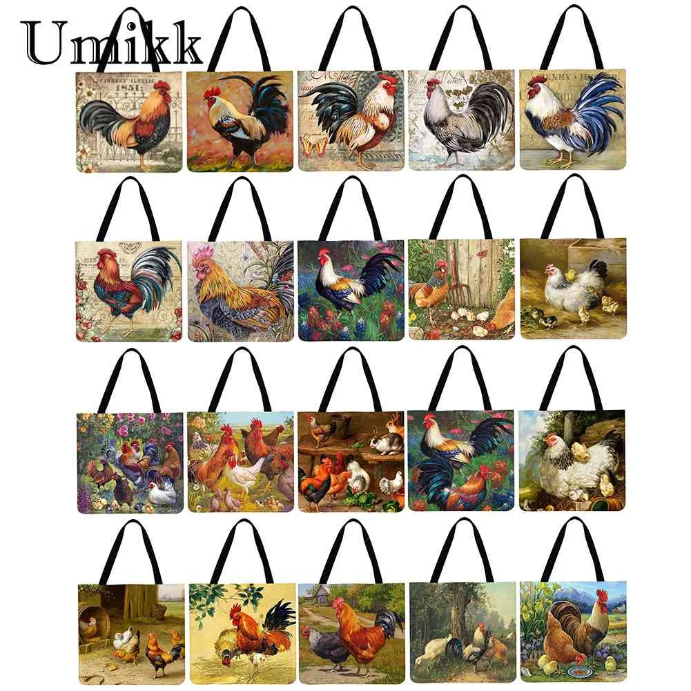 

Chickens Printed Shoulder Shopping Bag Casual Ladies Large Capacity Tote Handbags Female Leisure Tote Bag Streetwear