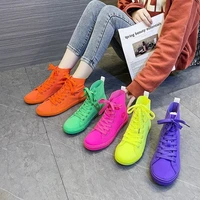 rose red yellow purple orange green color microfiber leather high top sneakers women casual running leather womens sneakers