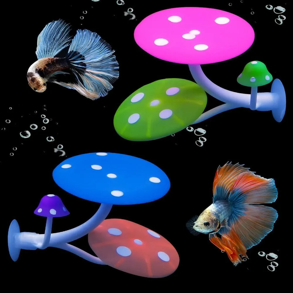 

Fluorescent Artificial Glowing Mushroom Shaped Ornament Luminous Silicone Plant Aquarium Decor Fish Tank Accessories