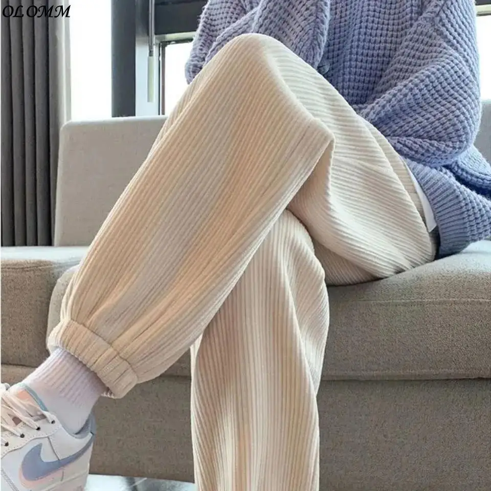 

Corduroy Warmth High Waist High-grade Leggings Winter Casual Bondage Pants Gothic Harajuku Korean Streetwear Trousers Fashion