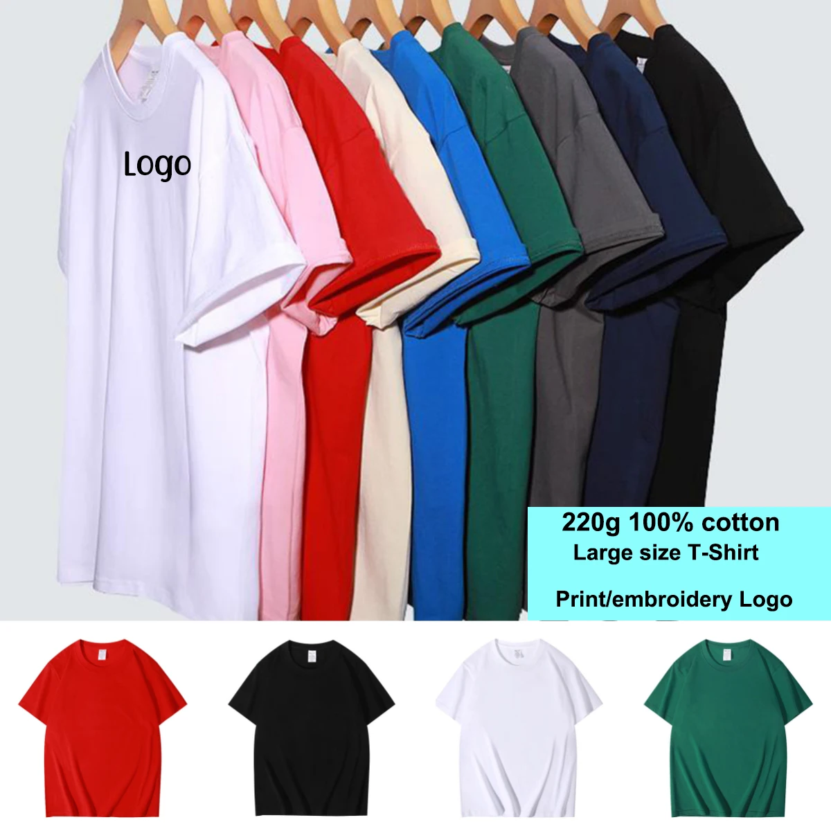 

Футболка с коротким рукавом для мужчин и женщин, хлопковая рубашка с вырезом на плечо, Повседневная футболка с логотипом под заказ, 220 г/м2, большие размеры, на лето