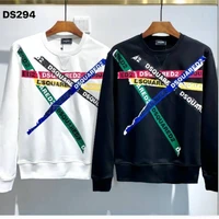 new dsquared2 mens hip hop long sleeved cotton high quality mens round neck printing letter long sleeved t shirt ds294