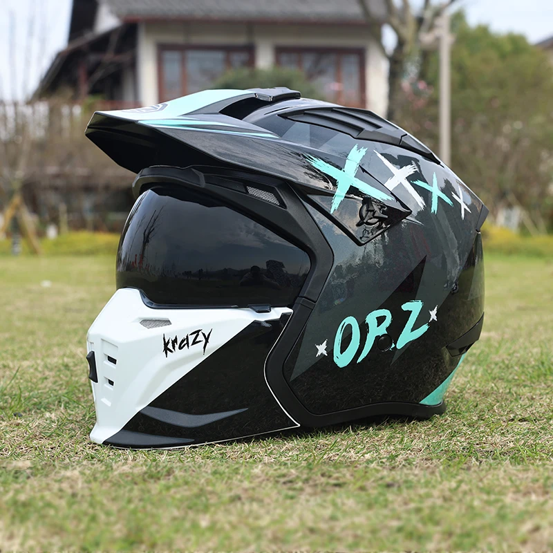 

Мотоциклетный шлем, мужской и женский ретро уличный объемный комбинированный полный шлем, летний съемный мотоциклетный защитный шлем