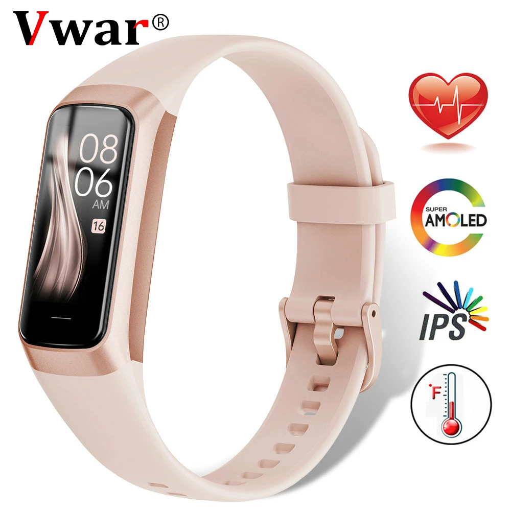 

VWAR смарт-браслет для женщин 1,1 "Amoled Смарт-часы для мужчин 2023 золото пульсометр кровяное давление смарт-Браслет спортивный фитнес-трекер