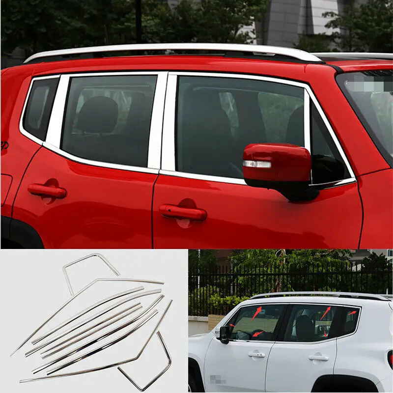 

For 2015-2020 Jeep Renegade Chrome Steel Window Molding Trim Decoration Strips