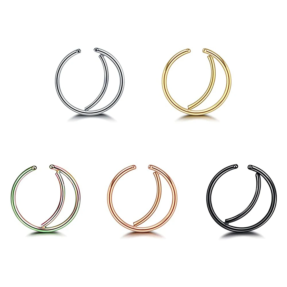 

Moon Nose Ring Hoop 20g Surgical Steel Nose Rings Septum Nose Ring Body Piercing Jewelry for Women Girls