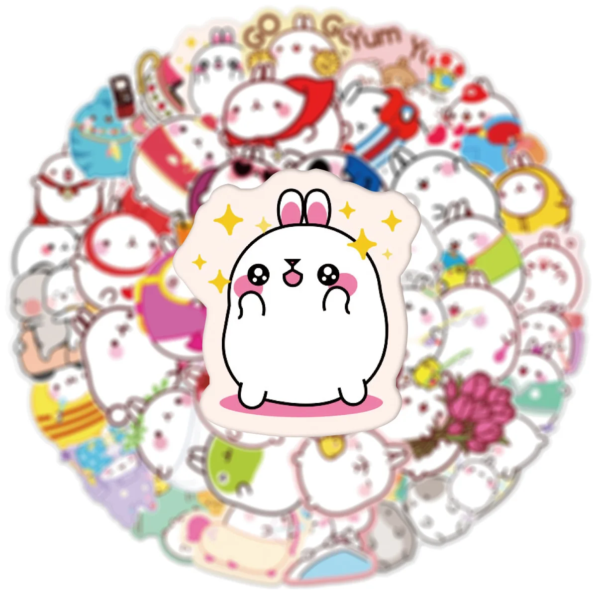 50 шт./компл. Kawaii Molang кролик ПВХ наклейка s Скрапбукинг Diy Журнал Милая эстетика