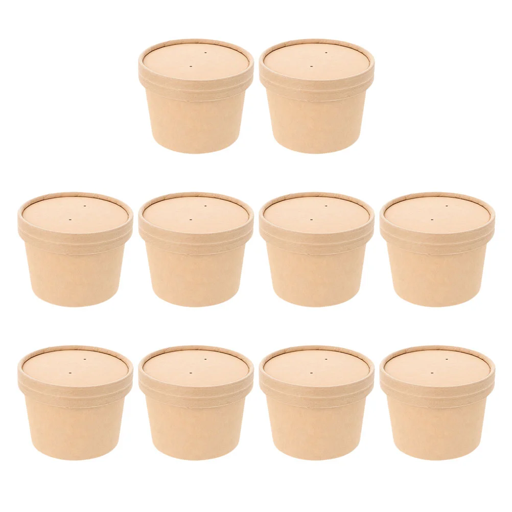 

Soup Paper Cups Kraft Containers Disposable Bowls Lids Ice Cream Cup Takeout Cardboard Porridge Bowl Salad Storage Yogurt Food