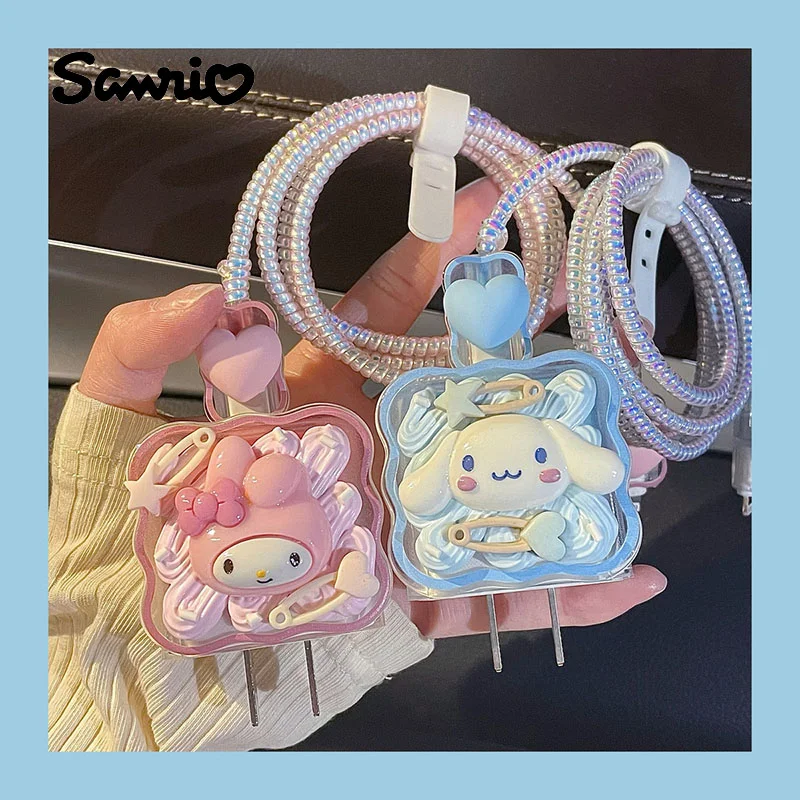 

Sanrio Cinnamoroll for Apple Iphone 18/20w Charger Data Cable Earphones Protectors My Melody Cartoon Kawaii Protective Sleeve