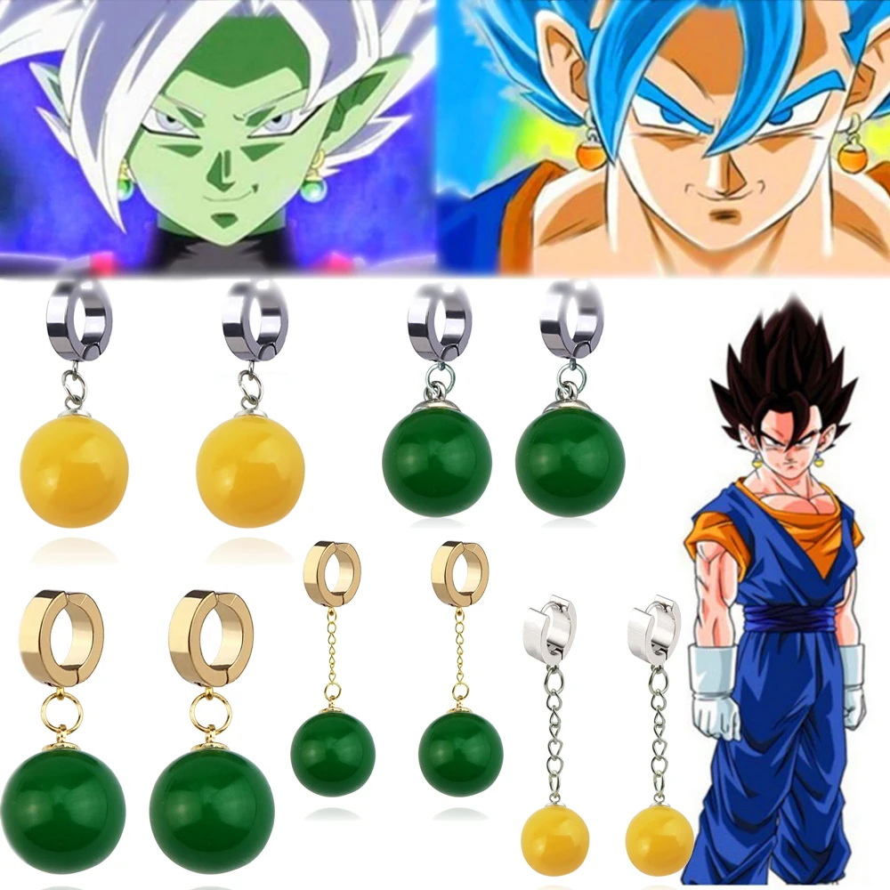 1Pair Anime Dragon Ball Z Potara Earrings Vegetto Son Goku Zamasu Super  Saiyan Fit Ear Clip For Women Men Jewelry