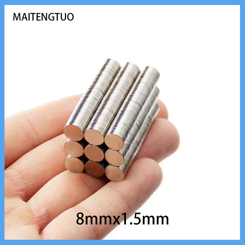 

Неодимовый магнит, 20 ~ 700 шт., 8x1,5 мм, 8 мм x 1,5 мм, N35 NdFeB, Круглый супер мощный сильный постоянный магнит imanes 8*1,5