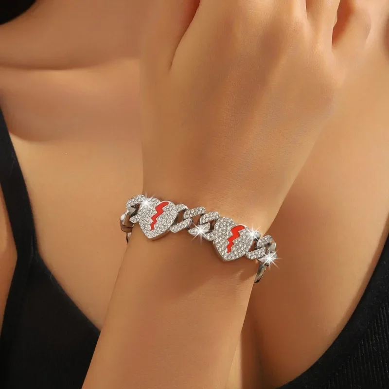 Кубинский браслет в стиле хип-хоп для мужчин и женщин из сплава с бриллиантовыми