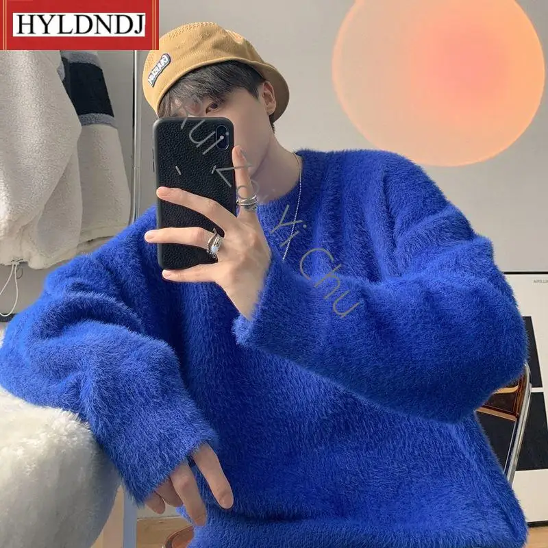 Men Sweaters Coat New Klein Blue Sweater Men's Design Sense Niche Lazy Wind Couple Sweater Autumn Winter Oversize Stripe Top