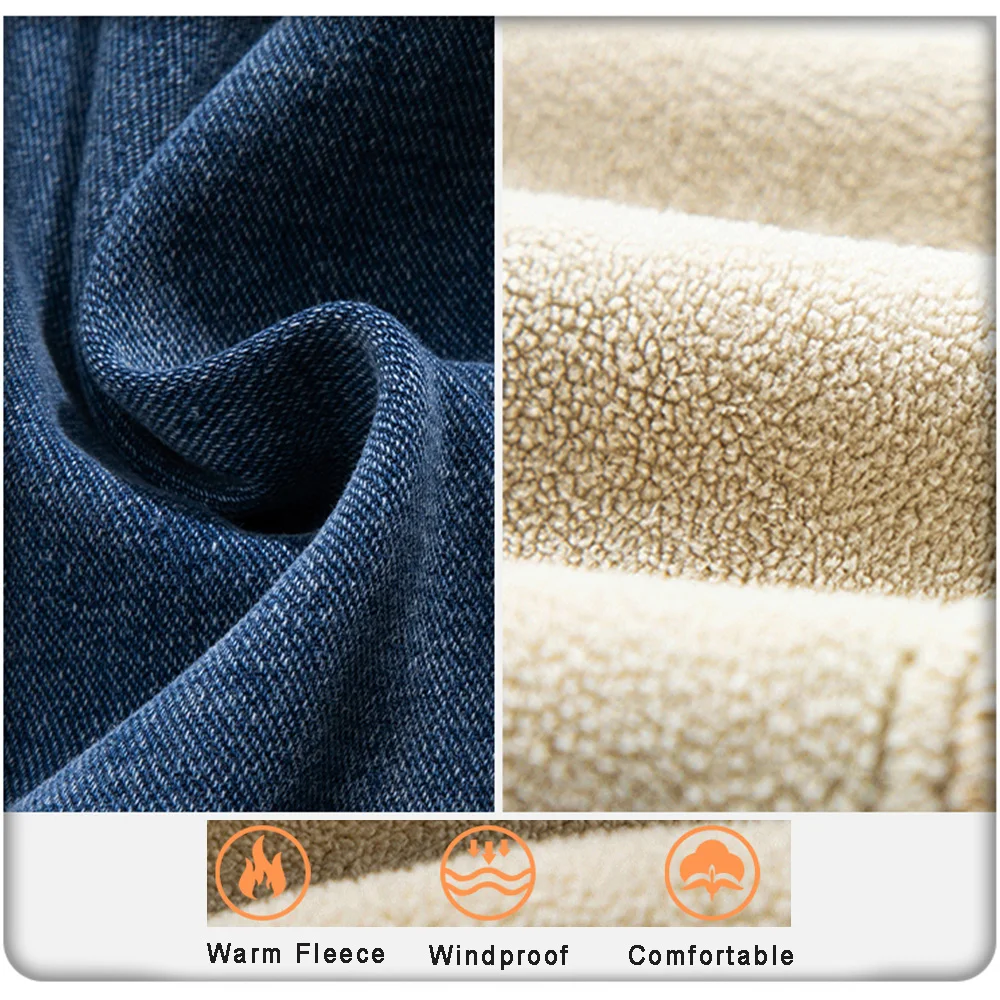 Jeans Winter Warm Men Baggy Fleece Drawstring Pants Streetwear Korean Straight Loose Denim Stretch Waist Trousers Clothes Male