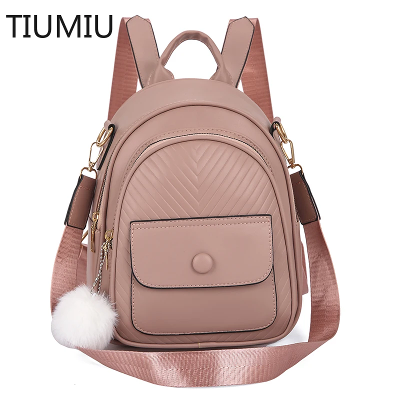 

2022 New Backpack Women High Quality Leather Backpack Female Shoulder Bag Casual Solid Backpack School Bags for Teenage Girls