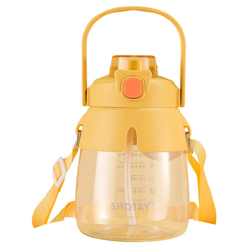 

Большая прозрачная чашка для воды, портативный спортивный чайник с ремешком, милая большая чашка с животом, прямая чашка с питьевой пулей, с...