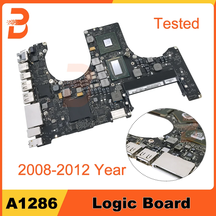 Оригинальная материнская плата A1286 для ноутбука MacBook Pro 15" с процессорами Core Duo 2, i5 и i7. Годы выпуска: 2008, 2009, 2010, 2011, 2012.