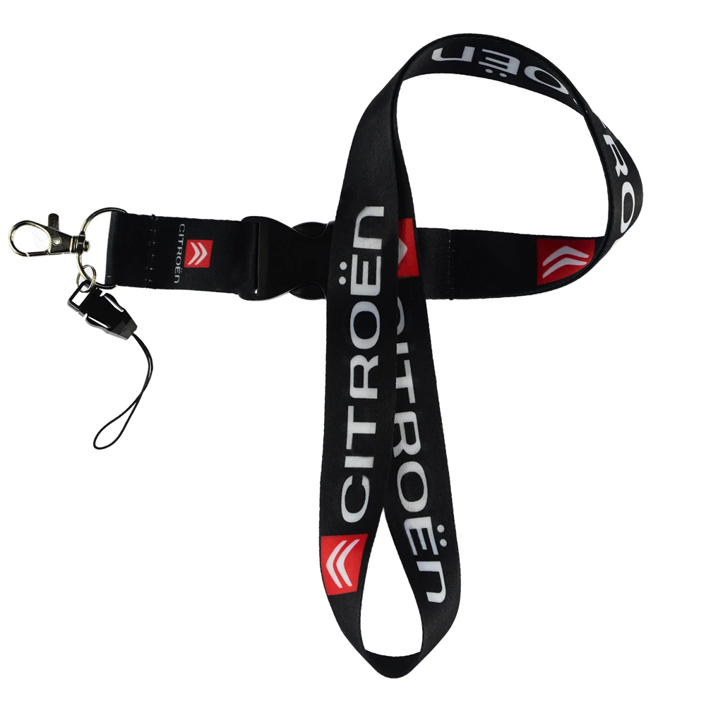 

VEHICAR Car Logo Neck Strap Lanyard Detachable ID Work Card Cell Phone Hang Rope with Quick Release Lanyards For Citroen