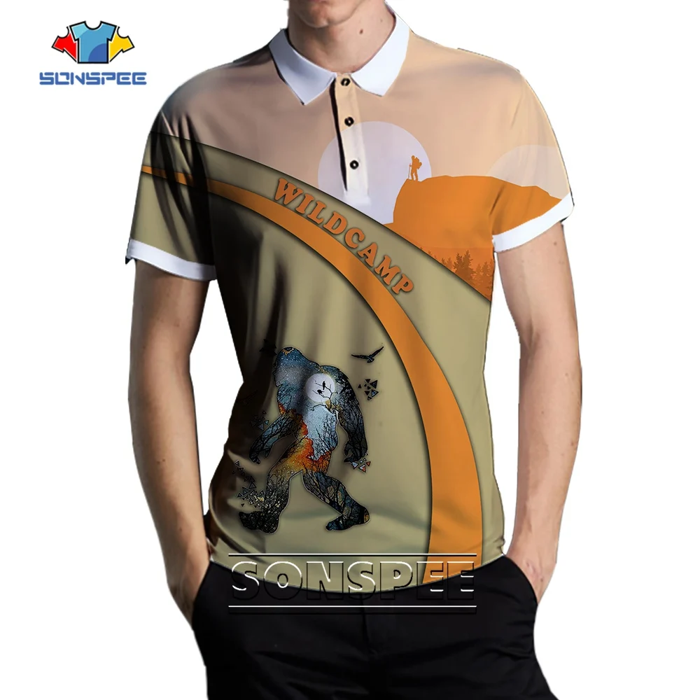 

SONSPEE Summer Cool Wildcamp 3D Printed Polo Shirt Short Sleeve Adventure and Movement Streetwear Men Oversized Cool Polos Tops