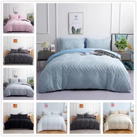 nordic style solid duvet cover set single king size bedding set cut flower microfiber quilt cover with pillowcase bedclothes set