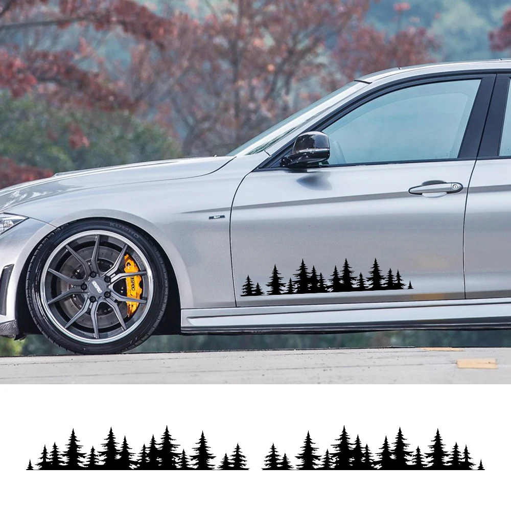 

Универсальные боковые наклейки для двери автомобиля разных размеров для лесного дерева, графический Стайлинг, аксессуары для автотюнинга, виниловая пленка, декоративные наклейки