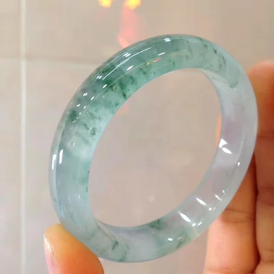 

zheru jewelry natural Burmese jadeite 54mm-64mm light blue flower bracelet elegant princess jewelry for mother to girlfriend