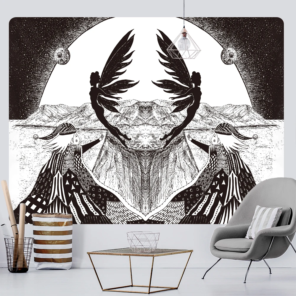

Настенный декоративный гобелен в стиле бохо, с рисунком Таро, психоделической сцены