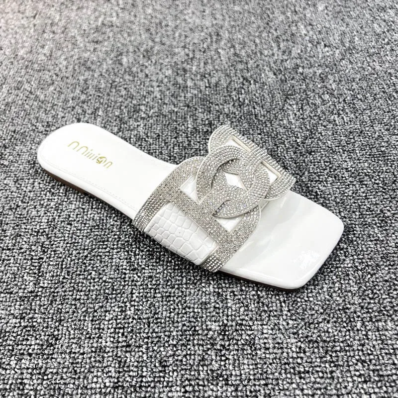 Модные женские тапочки 2023 роскошные дизайнерские сандалии на плоской подошве с