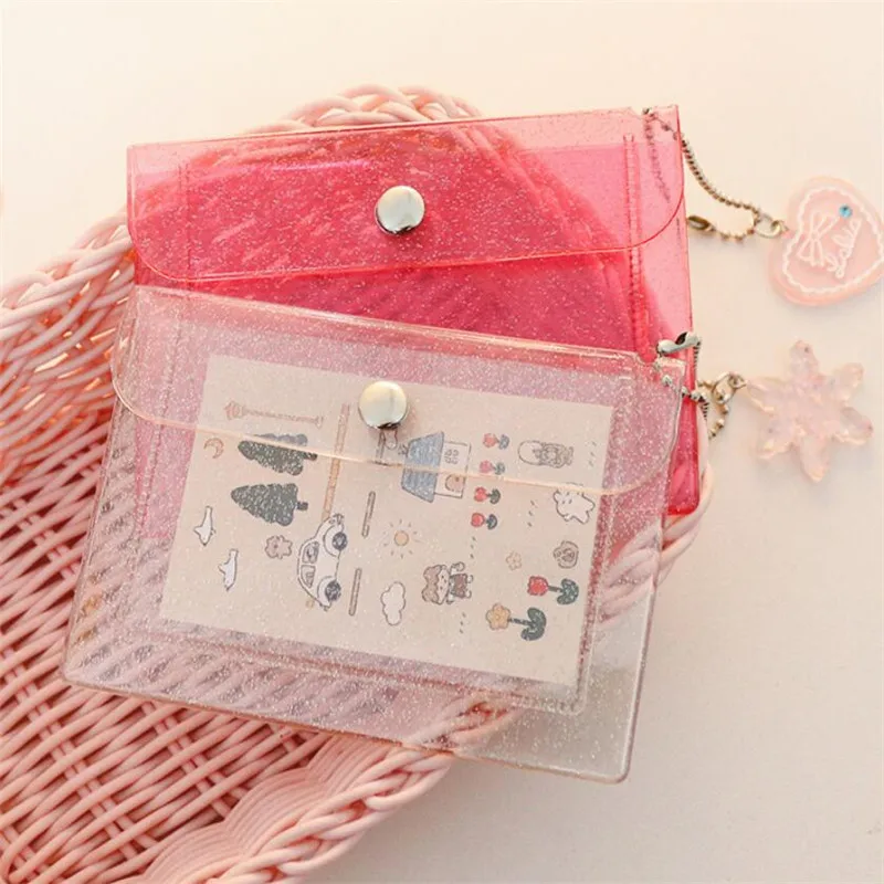 

Fashion Transparent Waterproof Pvc Women Card Case Business Card Holder Men Credit Card Bag Id Card Mini Wallet Girls Coin Purse