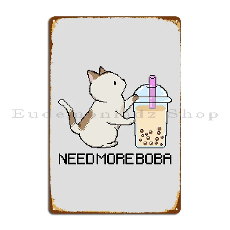 Пиксельный Китти нуждается в большем количестве чая металлический знак плакат