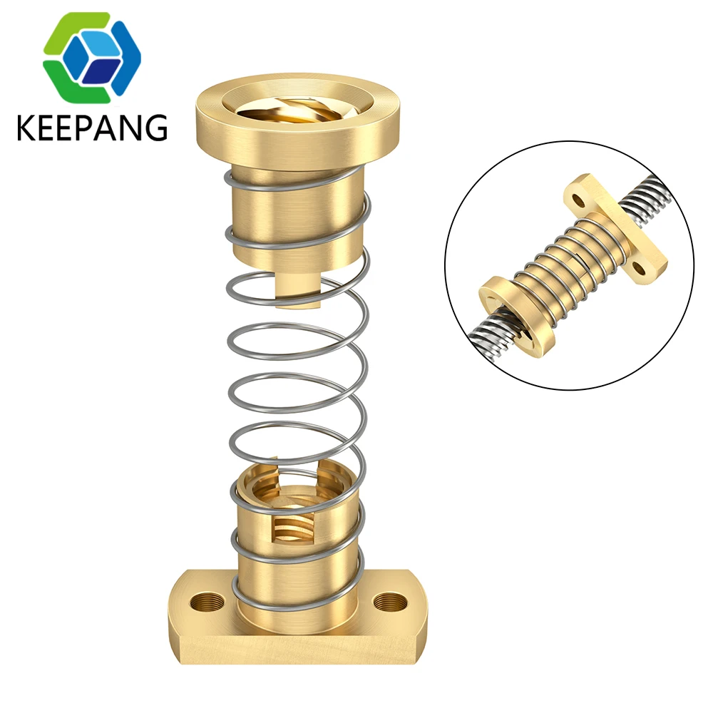 3 комплекта T8 Противоударная пружинная гайка свинцовый винт латунная для