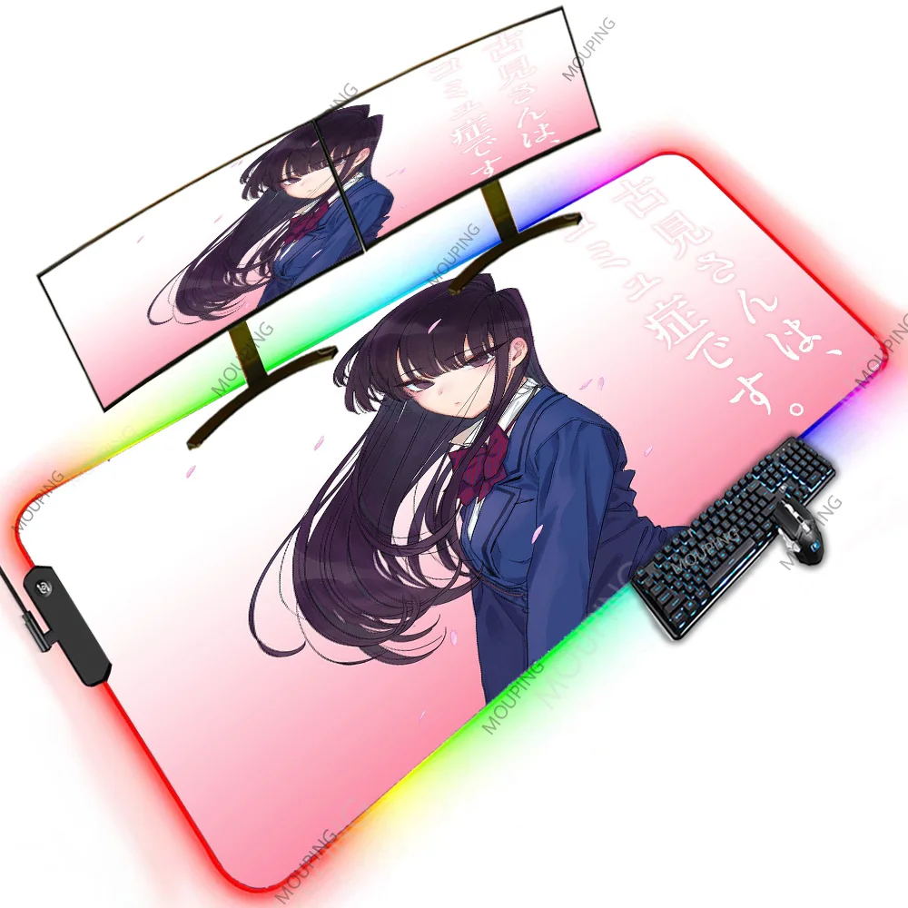 

Komi San Pink Kawaii Girl Xxxxl Mouse Pad Notebooks LED Adornment for Computers Anime Carpet Large Desk Mat RGB Big Mice Rugs