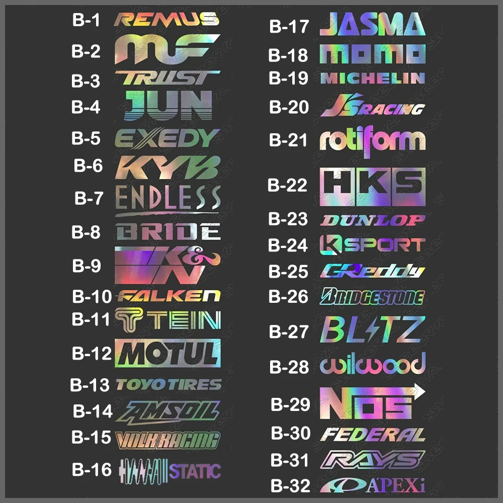 Набор стикеров для гоночных спонсоров комплект из 15 отражающих виниловых