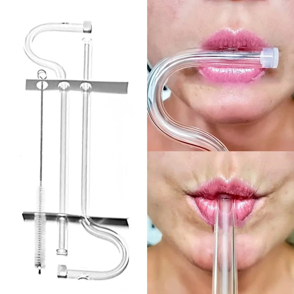 

Anti Wrinkle Straw 2pcs, Reusable Glass Straw Engaging Lips Horizontally, Anti Wrinkle Drinking Straw Curved, Lip Wrinkle Straw