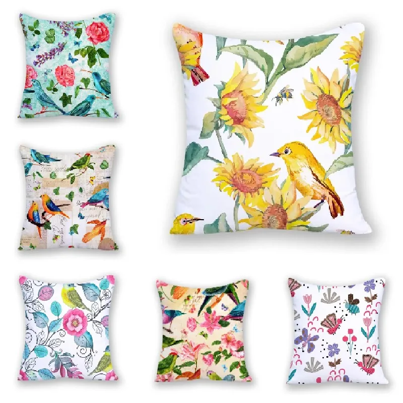

Living Room Decoration Square Cushion Covers Painting Cushions for Chair European Flowers Home Decor Gift Filling 45x45cm E2126