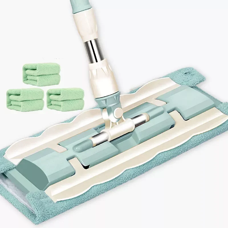 

Flat Mop Floor Telescopic with Large Microfiber Pads Spin Mop 360 Degree Handle Home Windows Kitchen Floor Cleaner Wood Tile