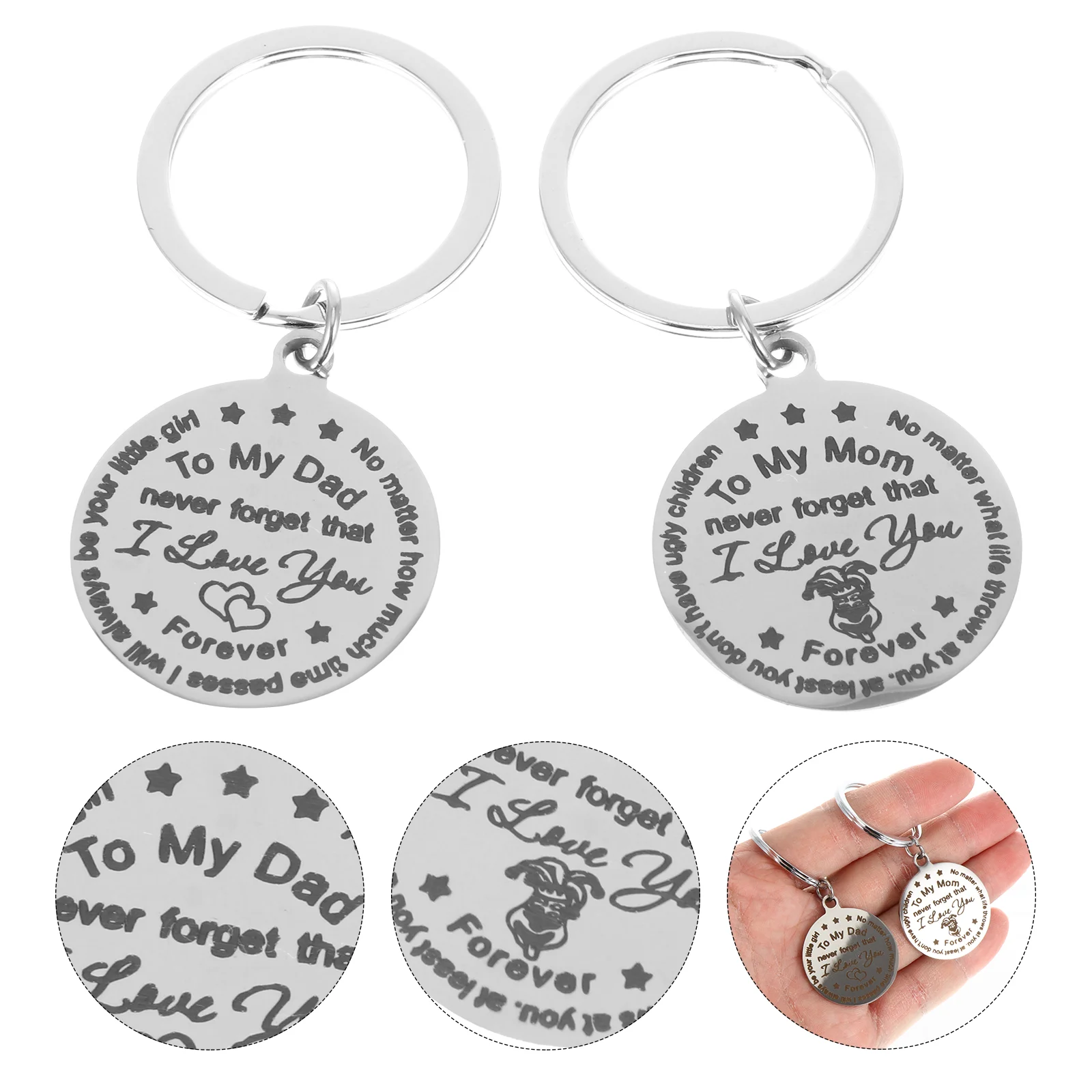 

Keychain Gifts Dad Gift Decorative Father Mother Day Keychains Pendant Steel Stainless Key Anniversary Chains Daddy Keyring Bag