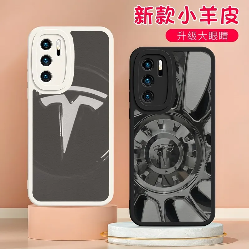 

Супер Электрический автомобиль Tesla чехол для телефона для Oppo A52 A55 A57 A92 A93 A93S A96 REN O5 06 07 08 PRO SE Plus X5 A97 из шкуры ягненка