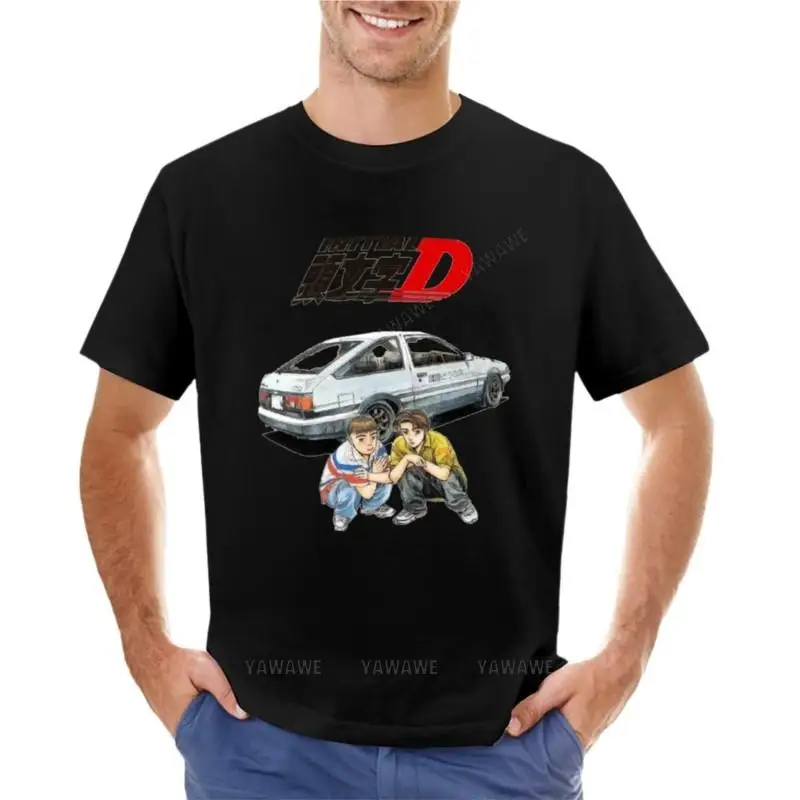 

Футболка Initial D Takumi и Itsuki, короткая футболка, эстетическая одежда, футболки большого и высокого размера для мужчин, летняя черная футболка для подростков