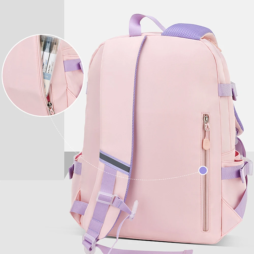 Large-capacity Cute Women Multi-Pocket Nylon Backpack Ins Junior High School Student School Bag Female Girl Backpack Laptop Book