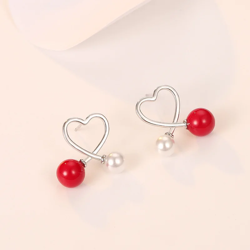 Korean Style Simulated Pearl Earrings For Women Heart Stud Earrings Wedding Kpop Jewelry Gift Brincos