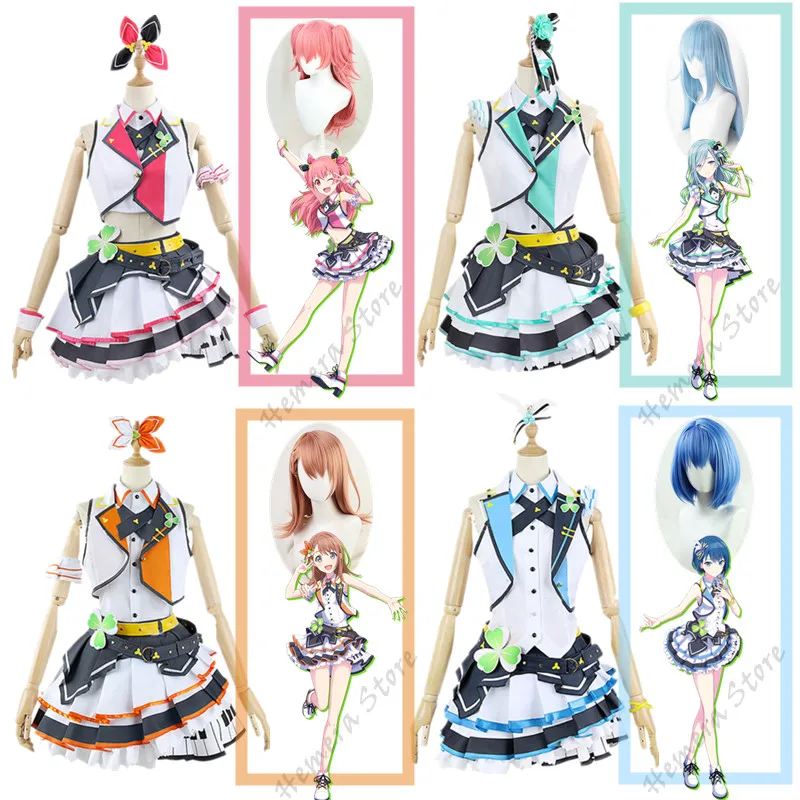 

Cosplay Project Sekai Colorful Stage Feat MORE MORE JUMP Costum Kiritani Haruka Hanasato Minori Momoi Airi Hinomori Shizuku Suit