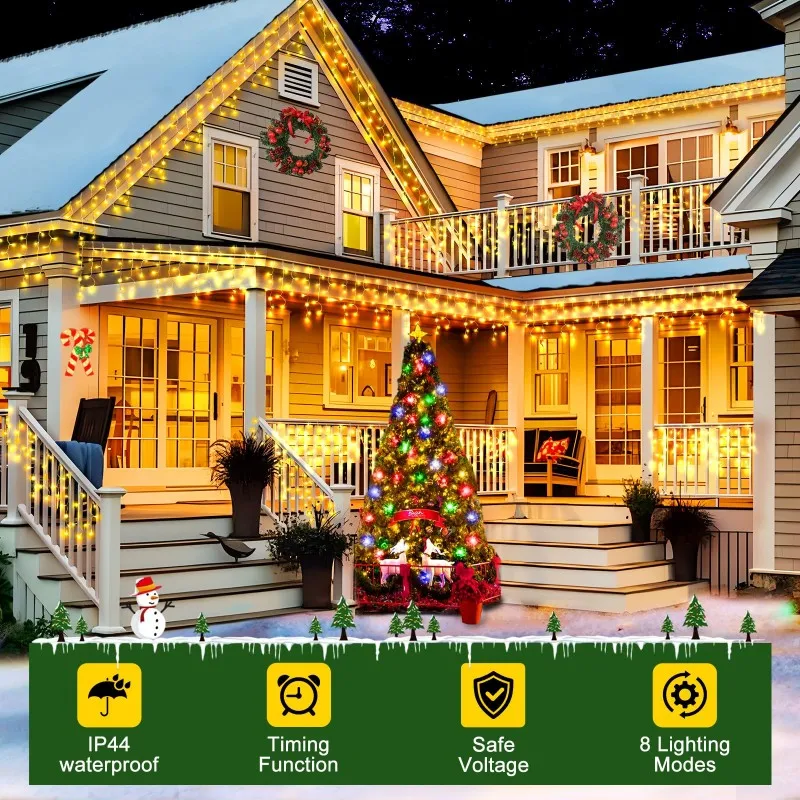 400 светодиодных рождественских уличных фонарей рождественские занавески