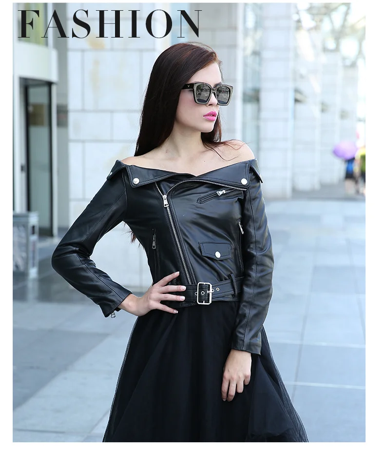 

Free shipping,2018 fashion new 100% Genuine leather women slim jackets. Asian plus size female casual sheepskin jacket Brand