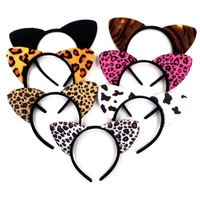 leopard ear headband for washing face cow tiger print hair band realistic animal hair hoop party dress up