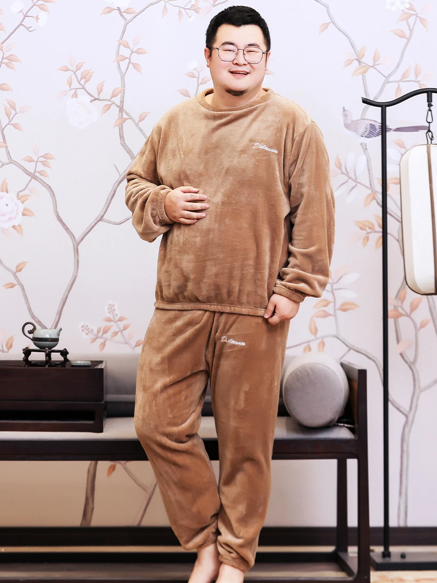 Зимний пуловер больших размеров пижамы мужские из кораллового флиса толстое