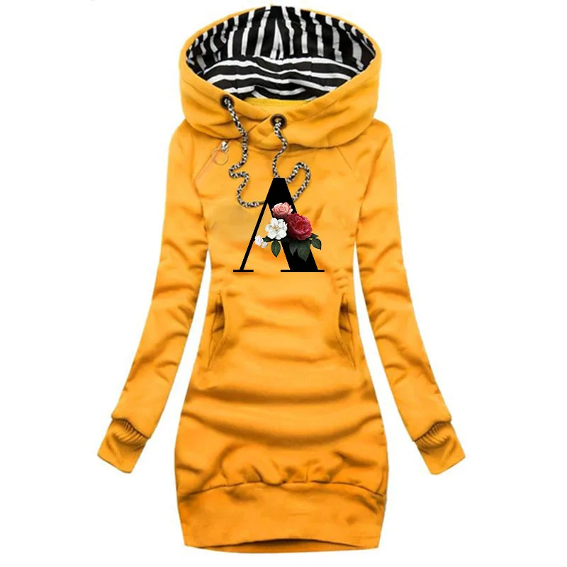 Autumn Women Dresses Fashion Long Sleeve Hoodie Dress Casual Hooded Dresses for Women Pullover Dress