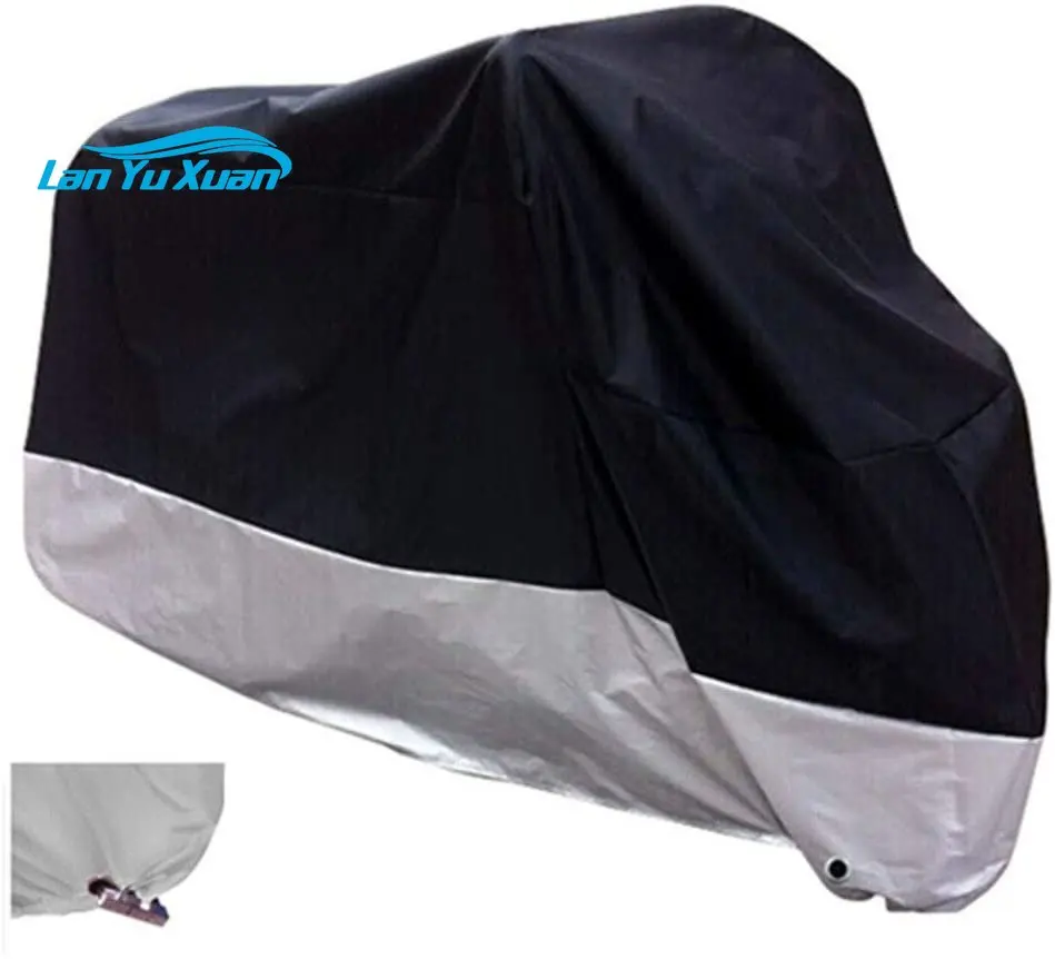 

All Season Black Waterproof Sun Motorcycle Cover, Motorbike Seamless Cover Rain Fly OEM, Fits up to 108" Motors XXL